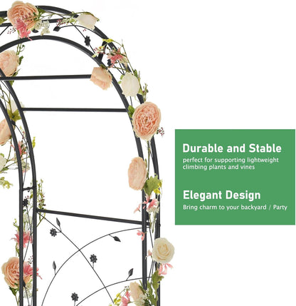 VINGLI Garden Arbor, Arch for Wedding Ceremony Party, Christmas Garden Decor Steel Garden Trellis