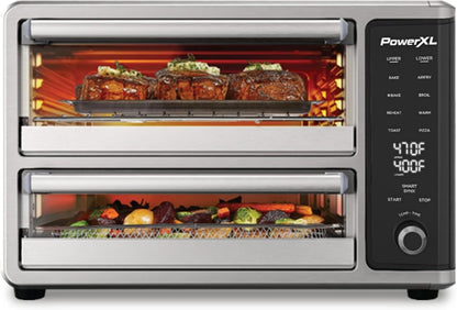 PowerXL SmartSynx Dual Door Oven, 8 Quick-Touch Cooking Presets including Air Fry, Toast, Bake