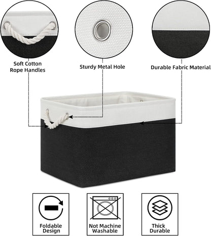 Bidtakay Black Storage Baskets for Shelves [3-pack] Collapsible Organizer Baskets for Laundry