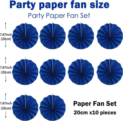 Blue Birthday Decorations,DIY Blue Paper Fans Hanging Decoration ,Party Decorations for Adults 8in