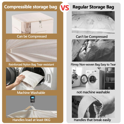 6 Pack Space Saving Comforter Storage Bag with Handle, 3-Layer Compression Blanket Storage Bags