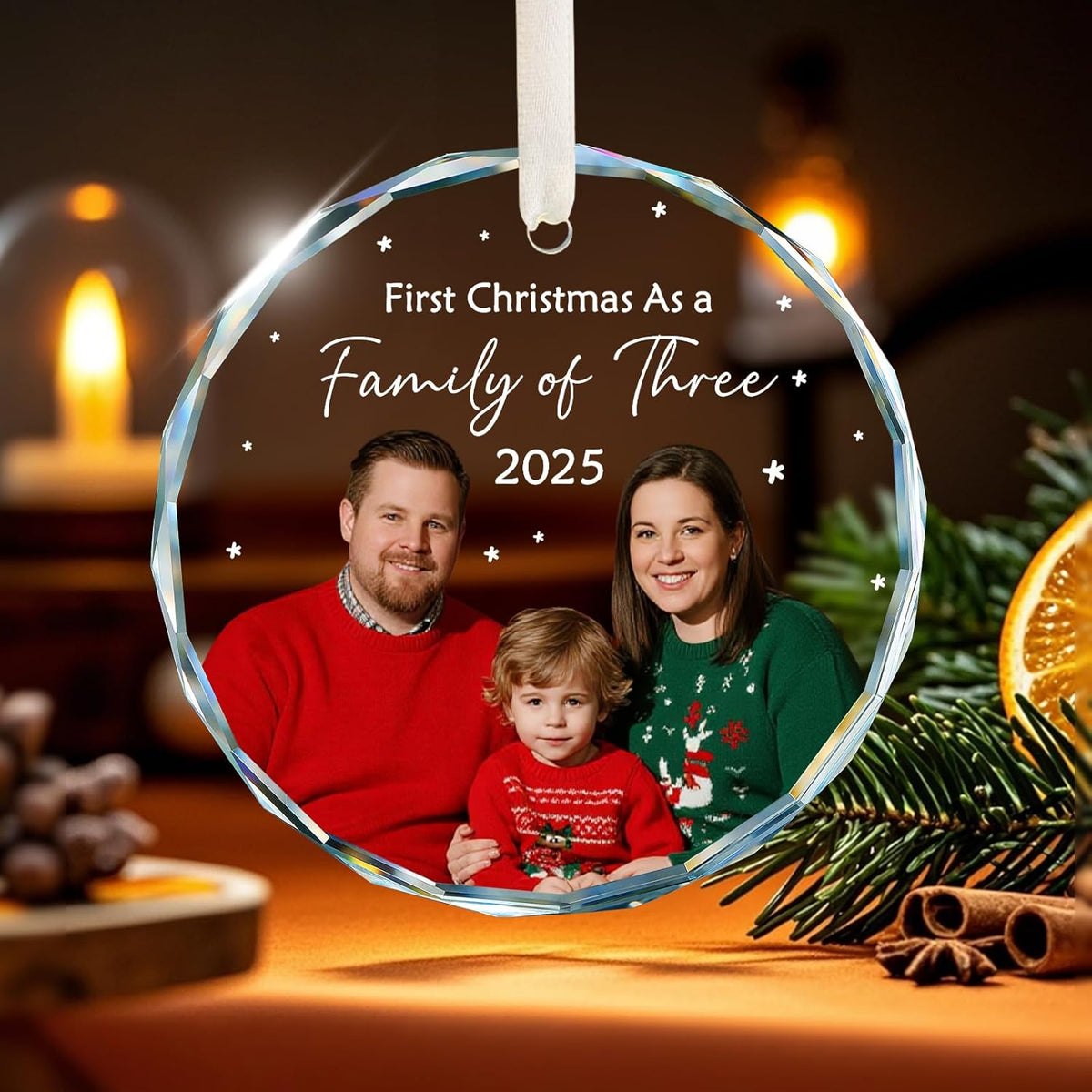 Family Christmas Ornaments 2025 Personalized, Custom Name, Photo Ornaments for Christmas Tree