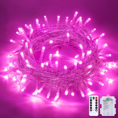 JMEXSUSS 33ft 100 LED Pink String Lights Battery Operated, Pink Fairy Twinkle Lights with 8 Modes