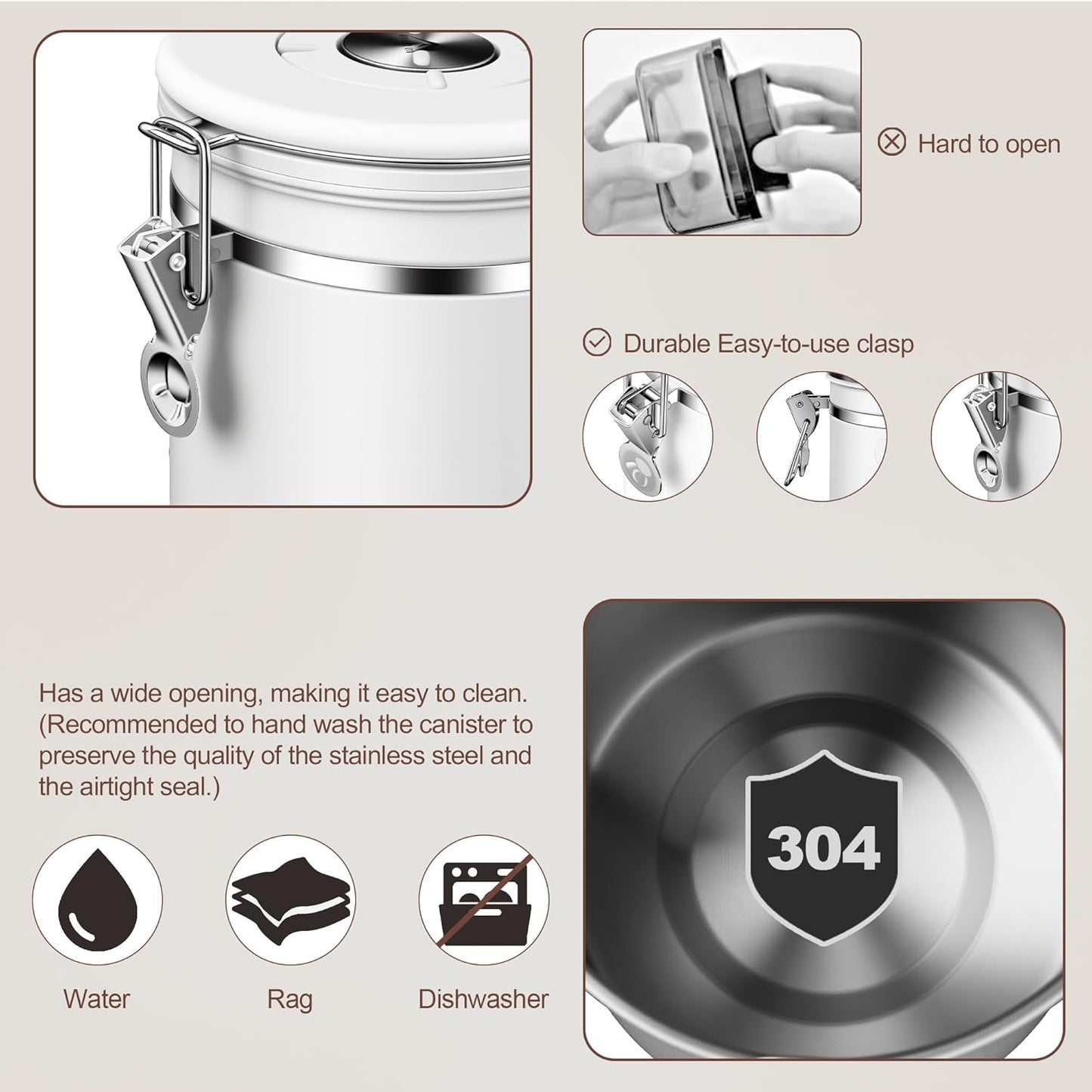ShanSon Coffee Canister Airtight Coffee Container Stainless Steel Coffee Bean Storage Container