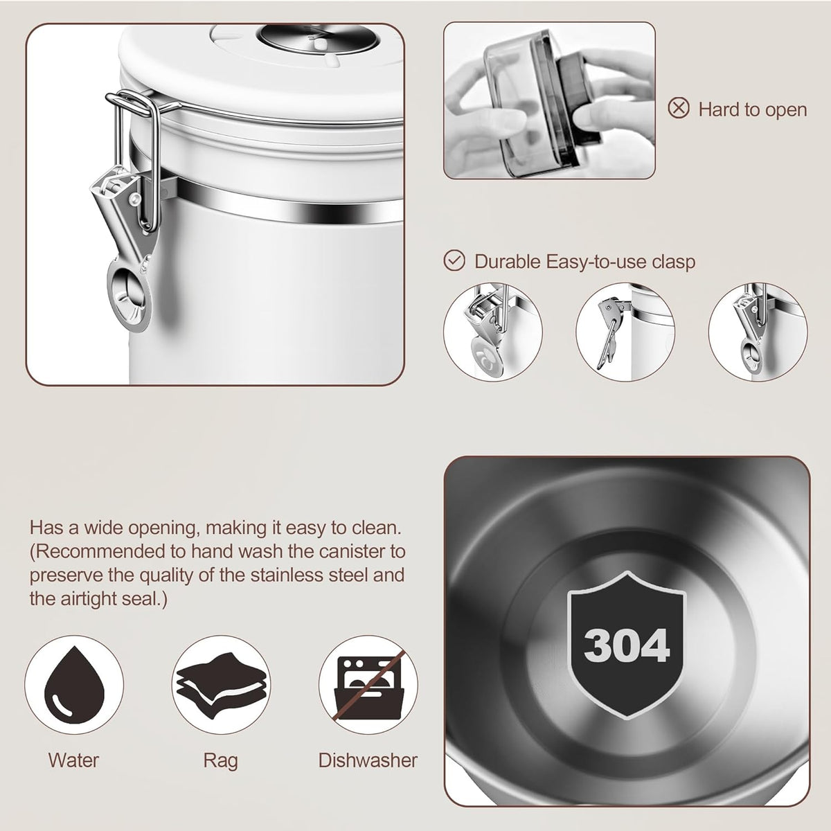 ShanSon Coffee Canister Airtight Coffee Container Stainless Steel Coffee Bean Storage Container