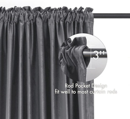 MIULEE Grey Velvet Curtains Thermal Insulated Blackout Curtain Drapes for Bedroom Living Room