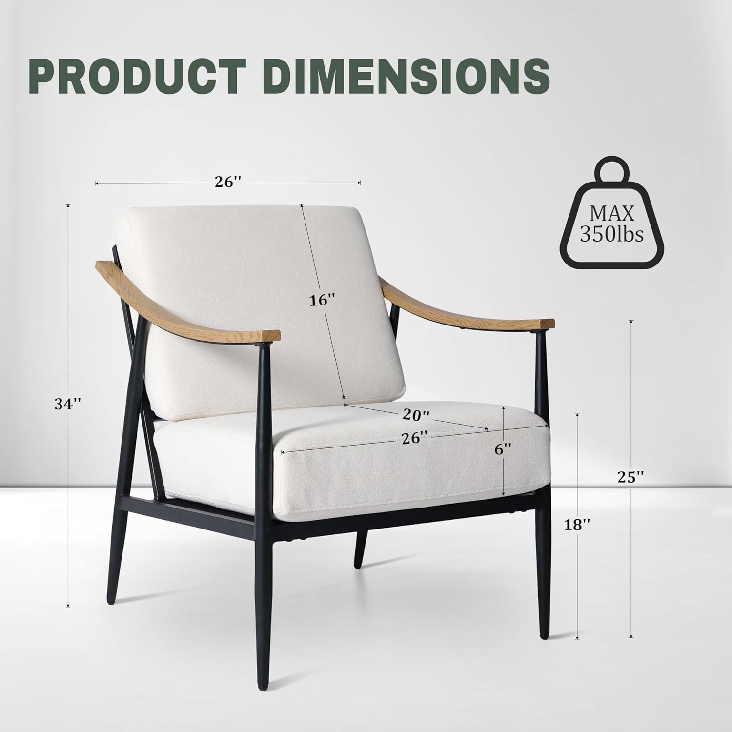 Modern Accent Chairs Set of 2 for Living Room Bedroom Mid Century Arm Chairs Upholstered Office