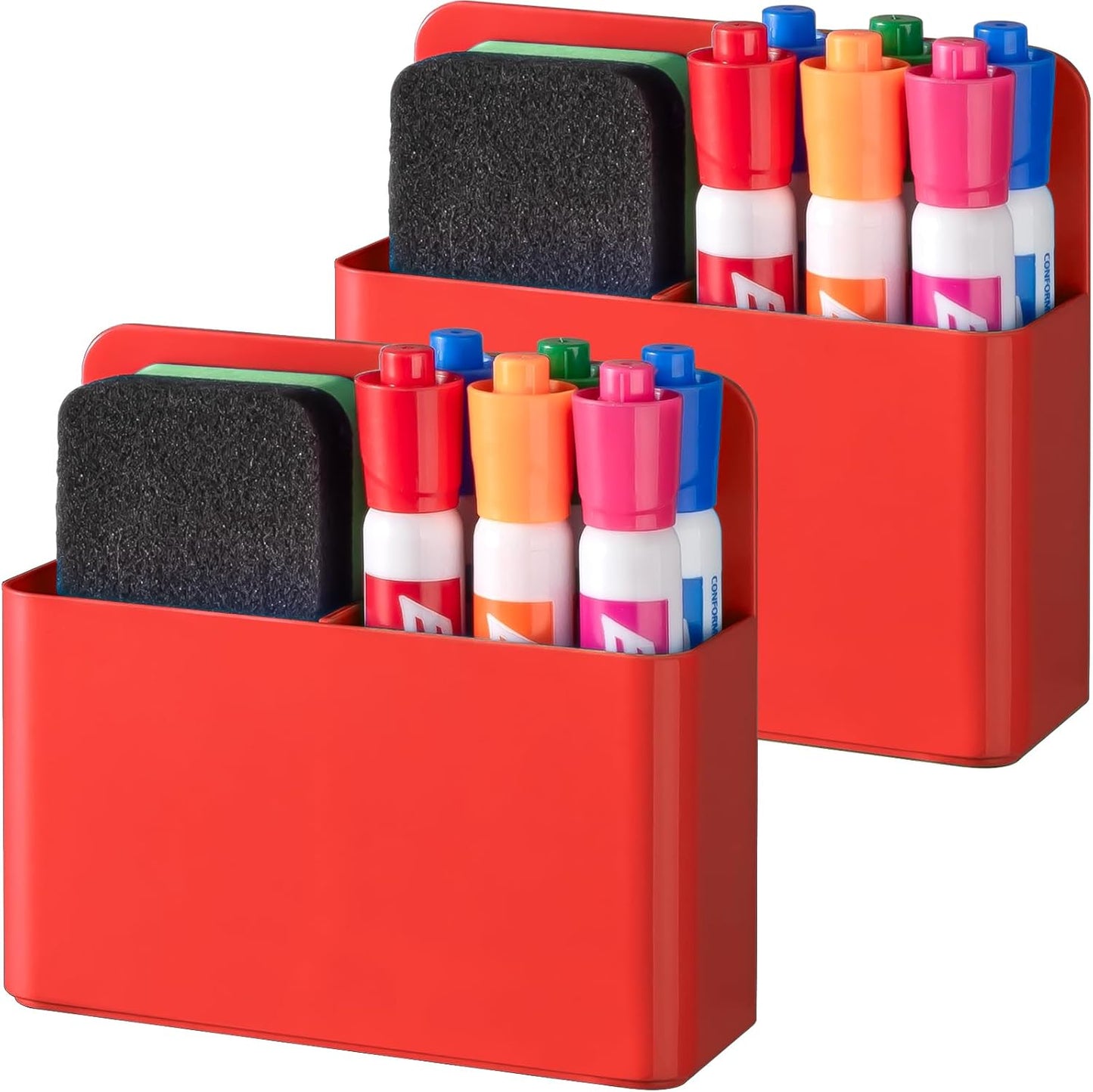 BEYGORM 2 Pack Plastics Magnetic Pen Holder for Refrigerator, Dry Erase Marker Holder for