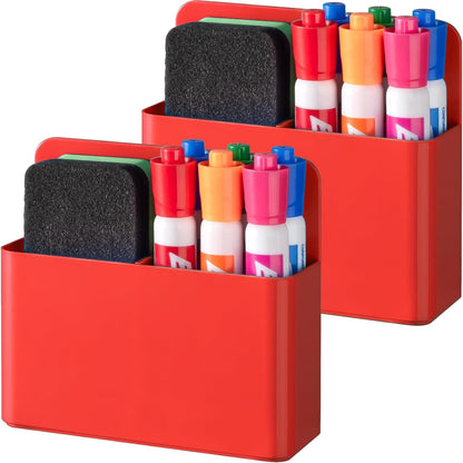 BEYGORM 2 Pack Plastics Magnetic Pen Holder for Refrigerator, Dry Erase Marker Holder for