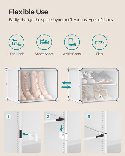 SONGMICS Shoe Rack Organizer, 4-Tier Shoe Storage Cabinet for Closet and Entryway, Holds 16 Pairs