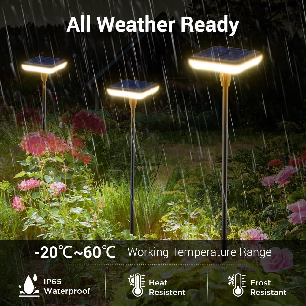 Solar Lights Outdoor Garden 4 Pack Solar Pathway Light 31" Tall Solar Landscape Lights 34LM Bright