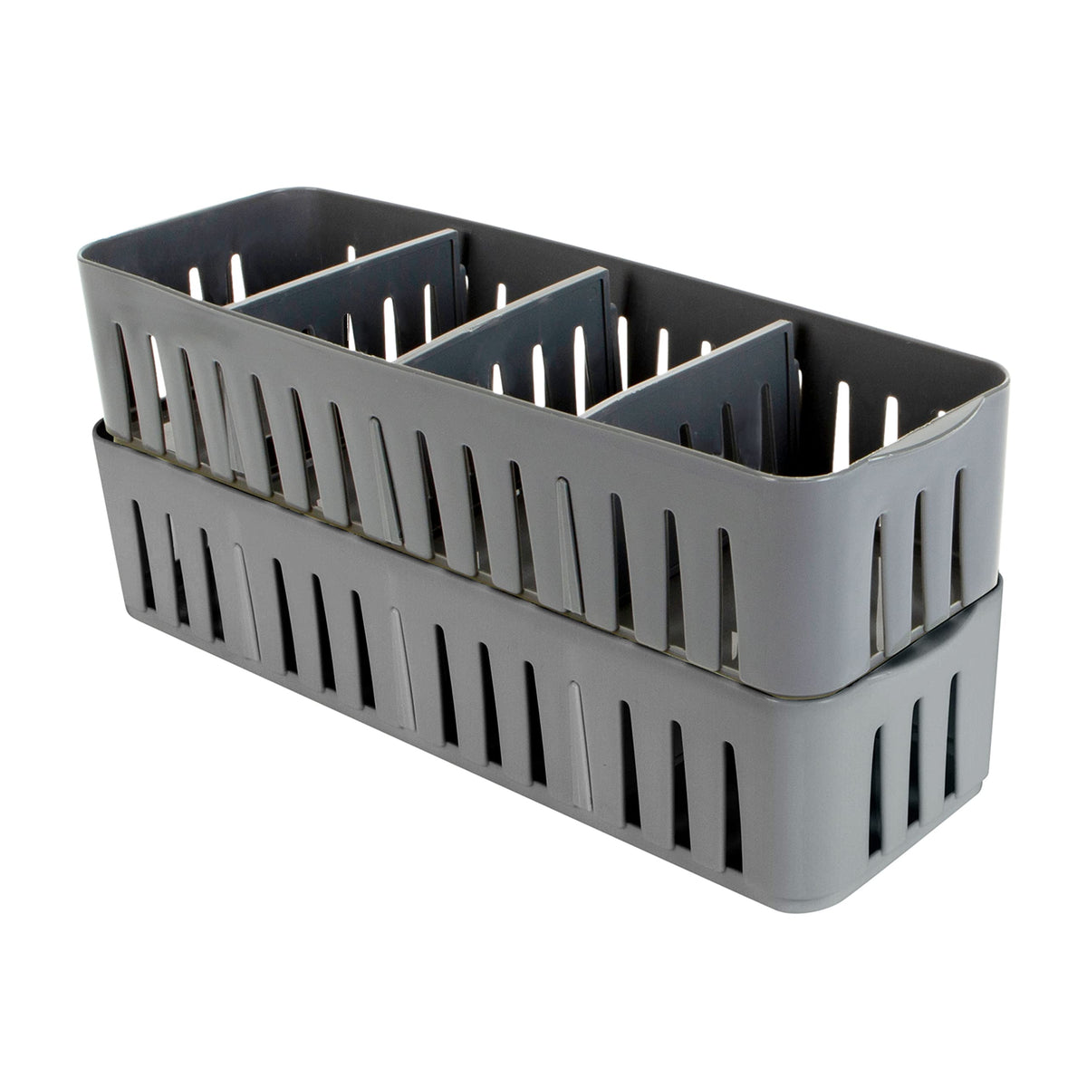 Simplify 2 Pack 4 Compartment Stackable Bin with Adjustable Dividers | Drawer Organizer | Storage
