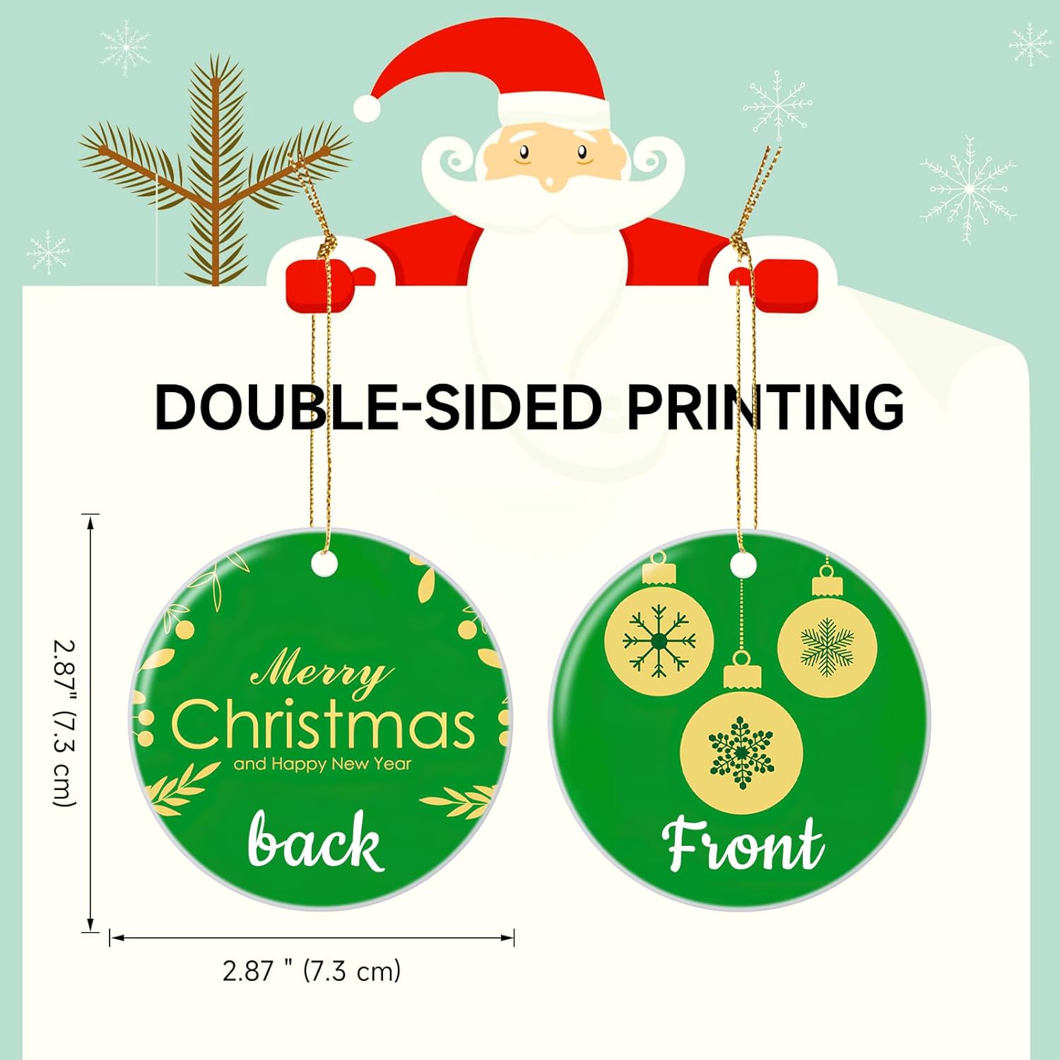 Personalized Christmas Ornaments 2025 Ceramic Custom Picture Text Hanging Ornament Customized