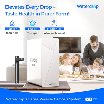 Waterdrop X12-Alkaline Mineral pH+ Tankless Reverse Osmosis System, NSF/ANSI 42&58&372 Certified
