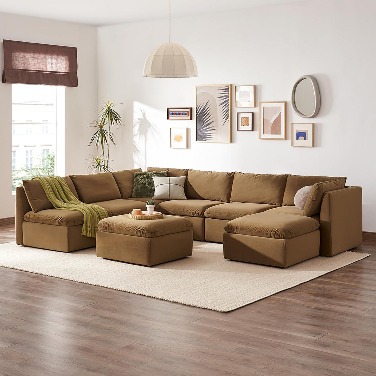 mopio Oversized Modular Sectional Sofa with Fully Removable Covers and Storage, Convertible U