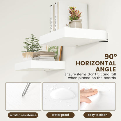 Deep Floating Shelves for Wall | 12 Inch Deep White Floating Shelves Set of 2 | 16W x 12D Rustic