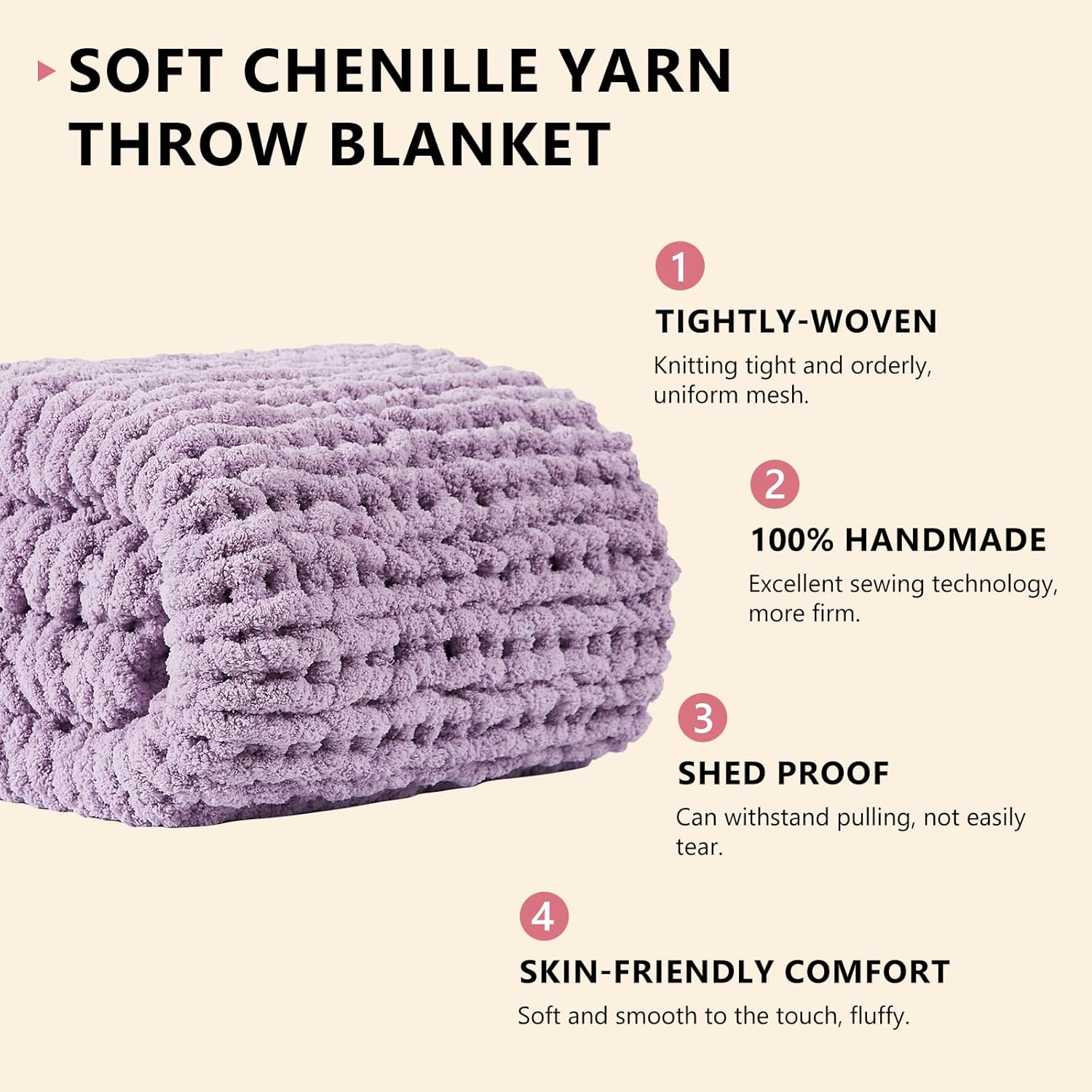 L Agusty Chunky Knit Blanket Throw: 72''x84'' Chenille Thick Knitted Throw Blanket for Bed, Couch