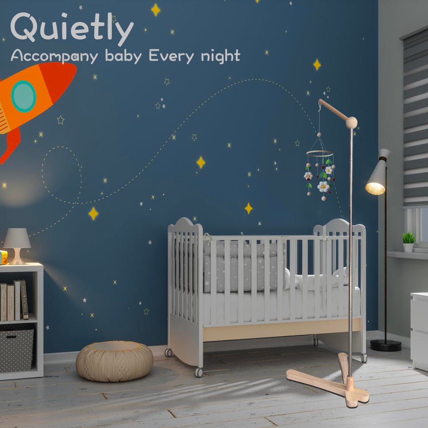 Crib Mobile Wooden Arm, Suitable for All Cribs 100% Natural Larch Hanger Nusery Decor Baby Room