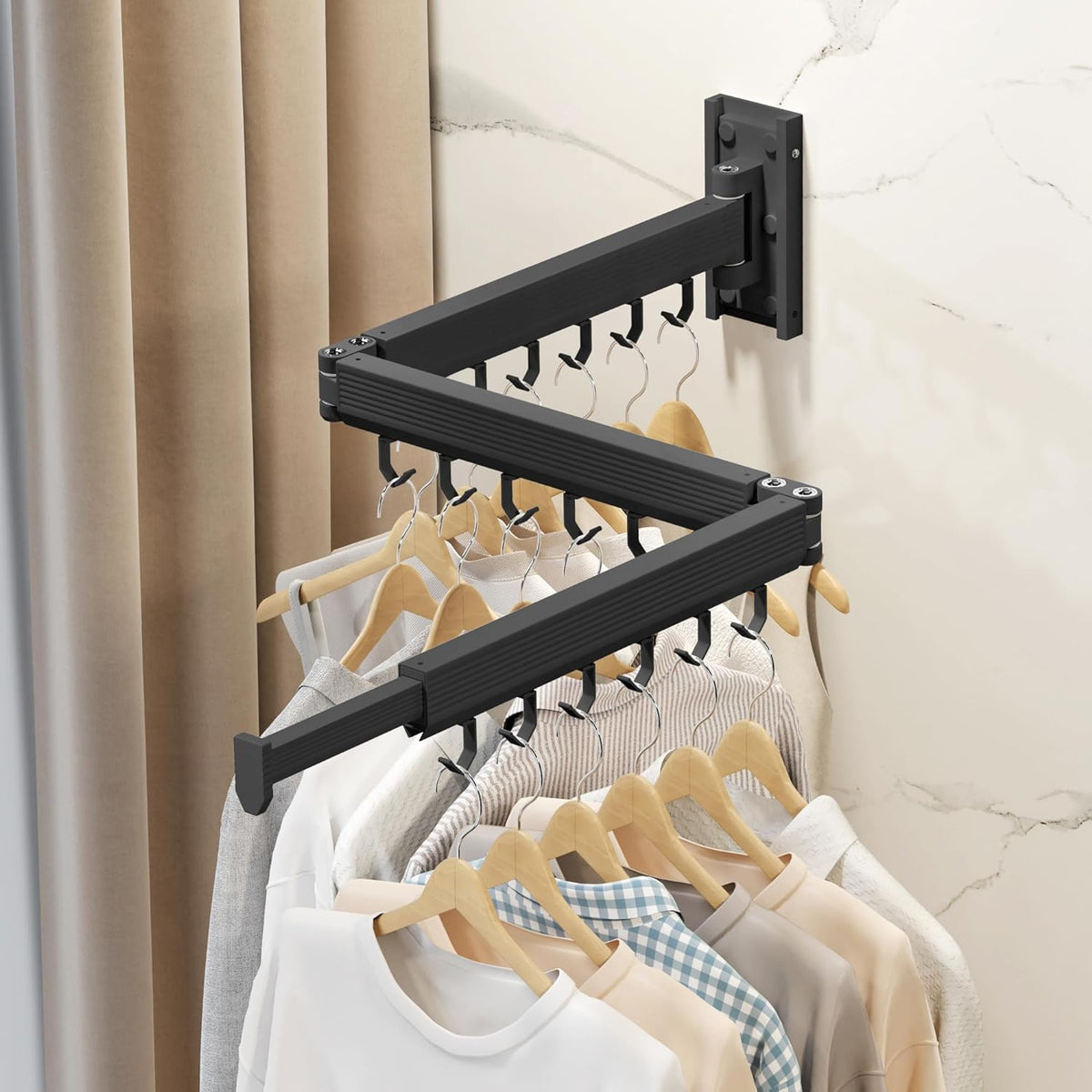 Wall Mounted Clothes Drying Rack, Collapsible Laundry Drying Rack, Retractable Foldable Drying Rack