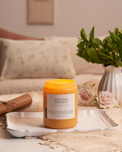 M&SENSE Fall Harvest Scented Candles, 19.4oz 110 Hours Large Natural Soy Long Lasting Slow Burning
