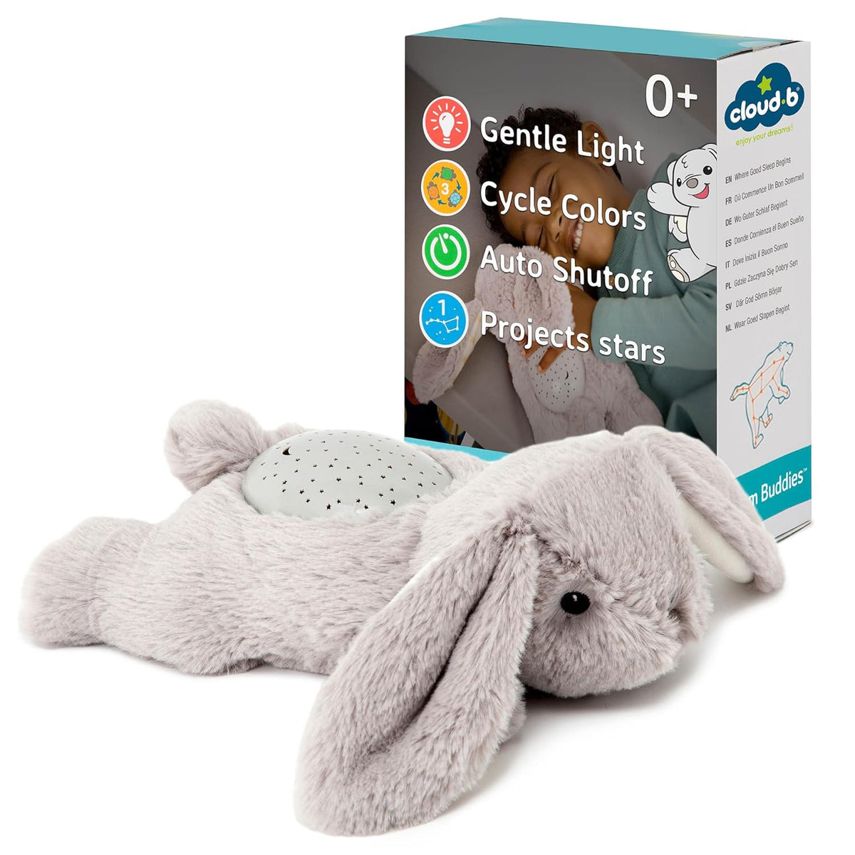 Cloud B Dream Buddies Benny The Bunny - The Soothing Mini Baby Night Light Kids Love | Star