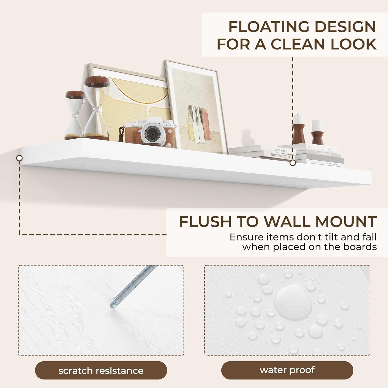 RICHFOCUS 55Inch Floating Shelves for Wall 1 Pack Shelves for Bedroom|Kitchen|Bathroom Wall Mounted