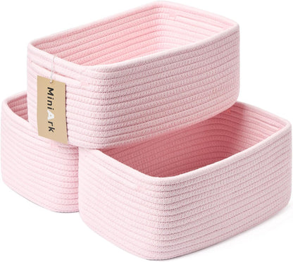 Small Storage Baskets for Organizing | Closet Organizer Bins | Shelf Toy Basket | Woven Rope
