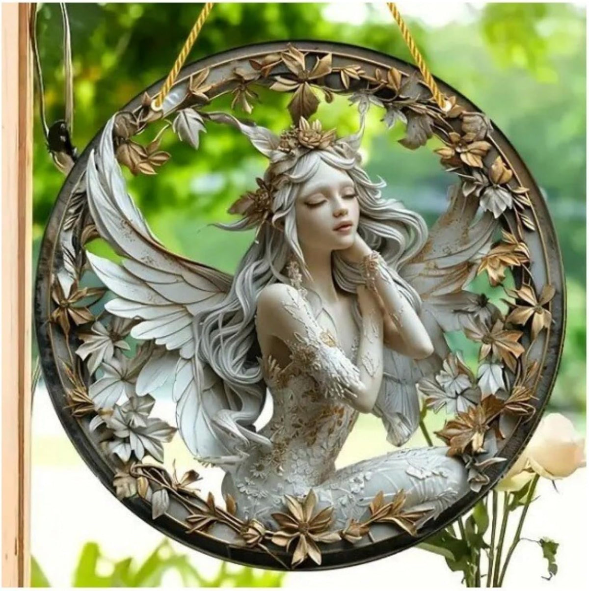 Flower Fairy Garden Decorations Angel Wing Christmas Halloween Deco Statue Art Elf Sculpture