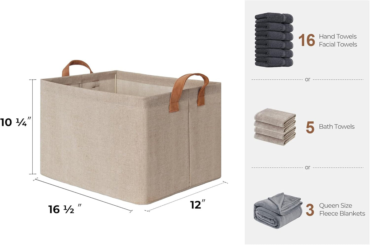 StorageWorks Storage Bins, Fabric Storage Bins for Shelves, Large Storage Baskets with Metal Frame