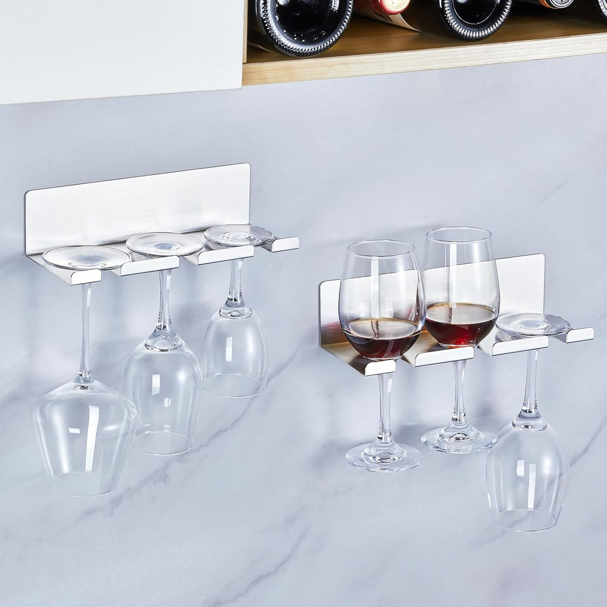Wine Glass Holder Wine Glass Drying Rack Stainless Steel Hanging Stemware Rack Wall Mounted