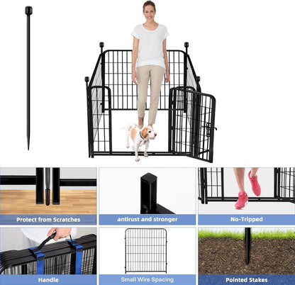ADAVIN 32 in(H) Garden Fences and Borders,1 Gate+3 Panels Dog Fence Outdoor for Yard, Heavy Duty