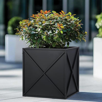 Metal Square Planter Box Tall Planters for Outdoor Plants Modern Heavy Duty with Drainage Holes for