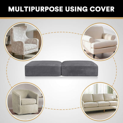 PrinceDeco Velvet Couch Cushion Cover Soft Stretch Cushion Slipcover for Chair Loveseat Sofa