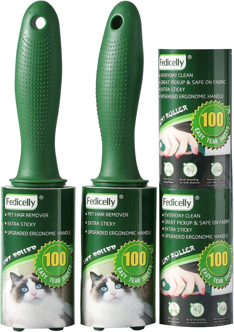 Fedicelly Extra Sticky Lint Rollers Pet Hair Remover for Laundry Clothes Furniture Carpet,Total 400