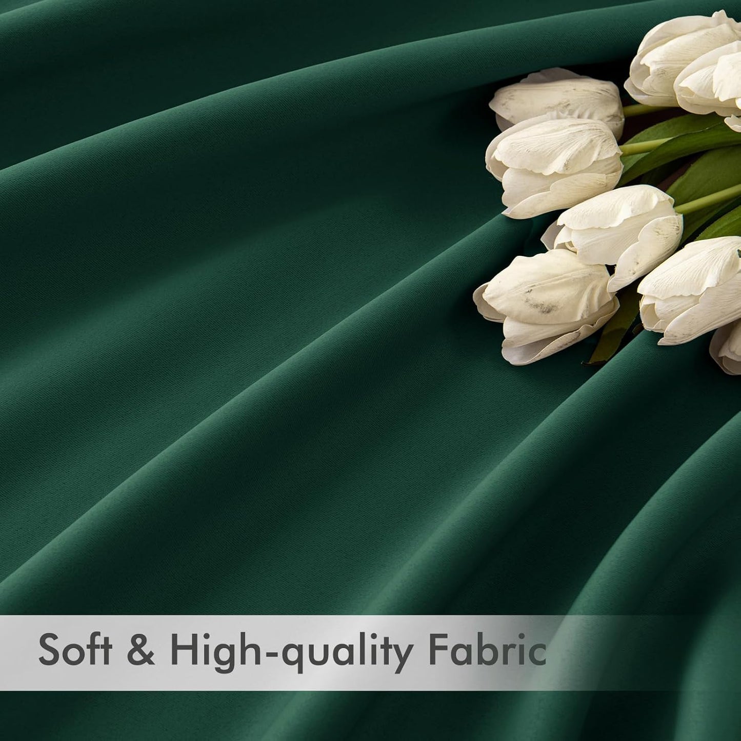 MIULEE Hunter Green Back Tab Blackout Curtain 96 Inch Long 2 Panels Set for Living Room Bedroom