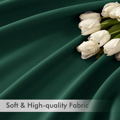 MIULEE Hunter Green Back Tab Blackout Curtain 96 Inch Long 2 Panels Set for Living Room Bedroom