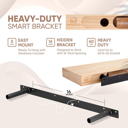 Homeforia Walnut 36 inch Floating Shelf, High End Solid Real Wood 36inch Large Shelves for Bathroom