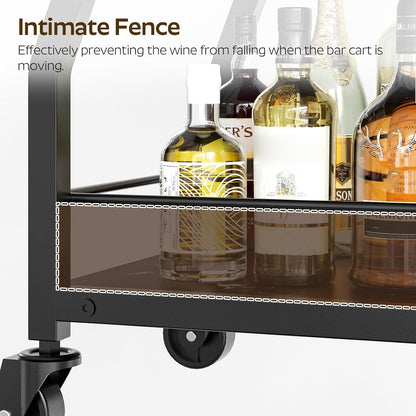 Bar Cart, Bar Cart for The Home, Small Bar Cart on Wheels, Beverage Cart, Home Bar Serving Cart