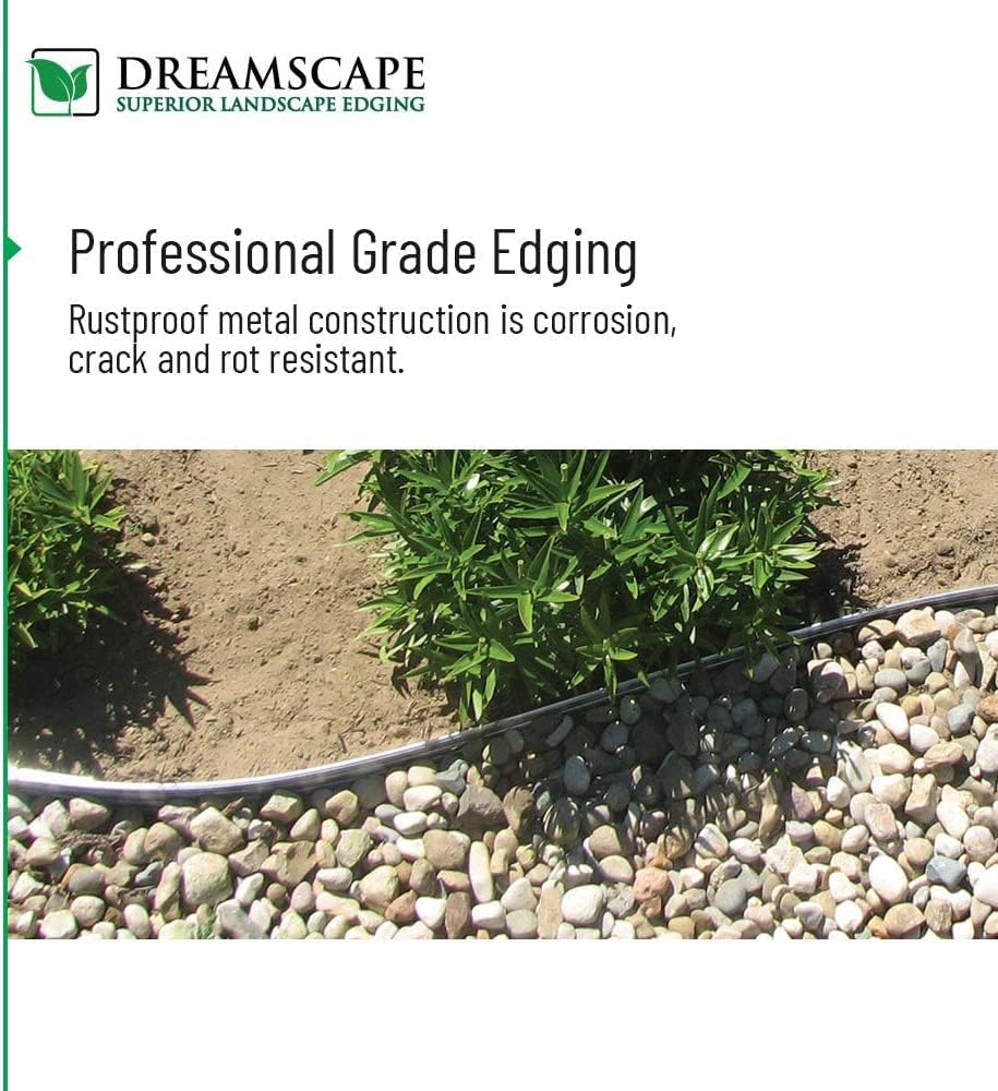 Dreamscape E-Z Edge Aluminum Landscape Edging - 8 Strips, 6ft Each (48ft Total), Brown