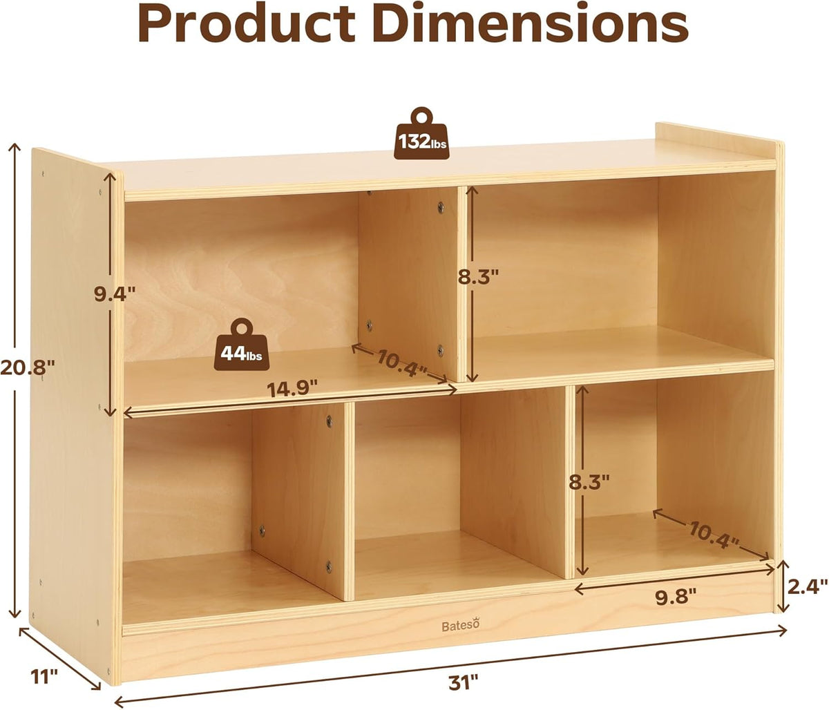 Toy Storage Organizer for Kids Room, Wooden Kids Bookshelf for Classroom, Cube Storage Organizer
