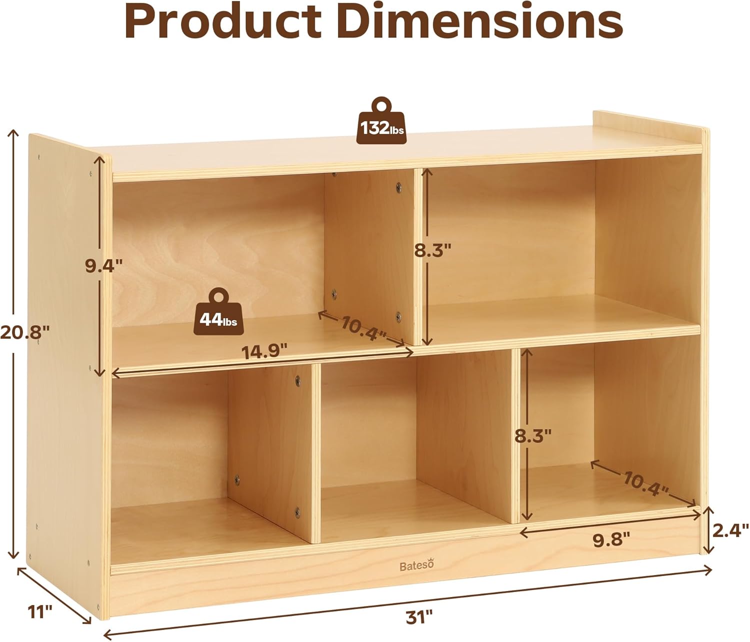 Toy Storage Organizer for Kids Room, Wooden Kids Bookshelf for Classroom, Cube Storage Organizer