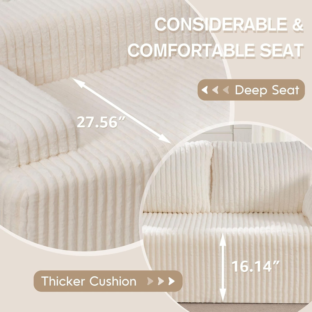 Hobestluk Modular Sectional Sofa Couches 108" L-Shape Couch 3 Seat Modular Sofa Memory Foam