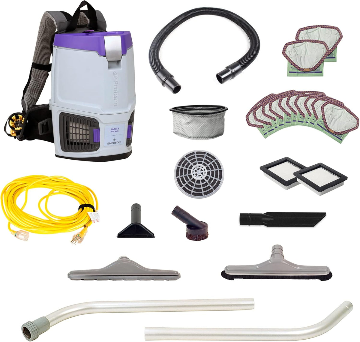 ProTeam GoFit 3 Commercial Backpack Vacuum with Restaurant Tool Kit, 3 qt, Corded