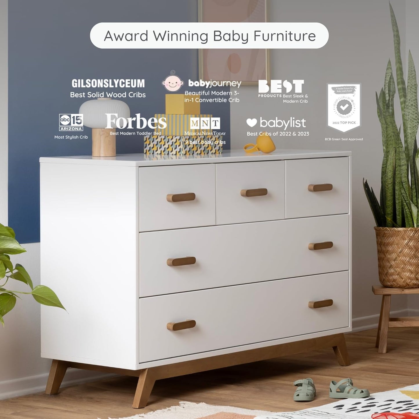 dadada Soho 5-Drawer Dresser for Nursery and Bedroom - Modern Design, Large Storage, Baby-Safe