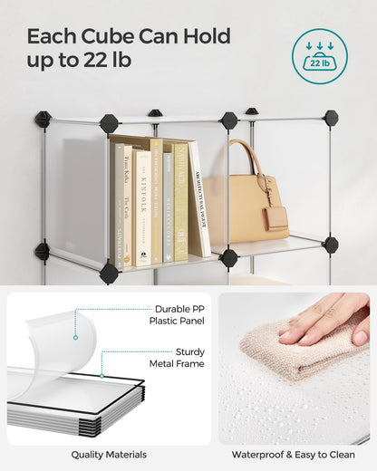 SONGMICS 6 Cube Storage Organizer, DIY Closet Shelf, Plastic Clothes Organizer, Modular Bookcase