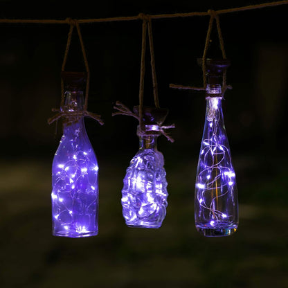 YJFWAL Upgraded 12 Pack Solar Wine Bottle Lights, 20 LEDs Waterproof Copper Light, Bottle Light
