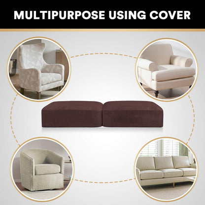 PrinceDeco Velvet Couch Cushion Cover Soft Stretch Cushion Slipcover for Chair Loveseat Sofa