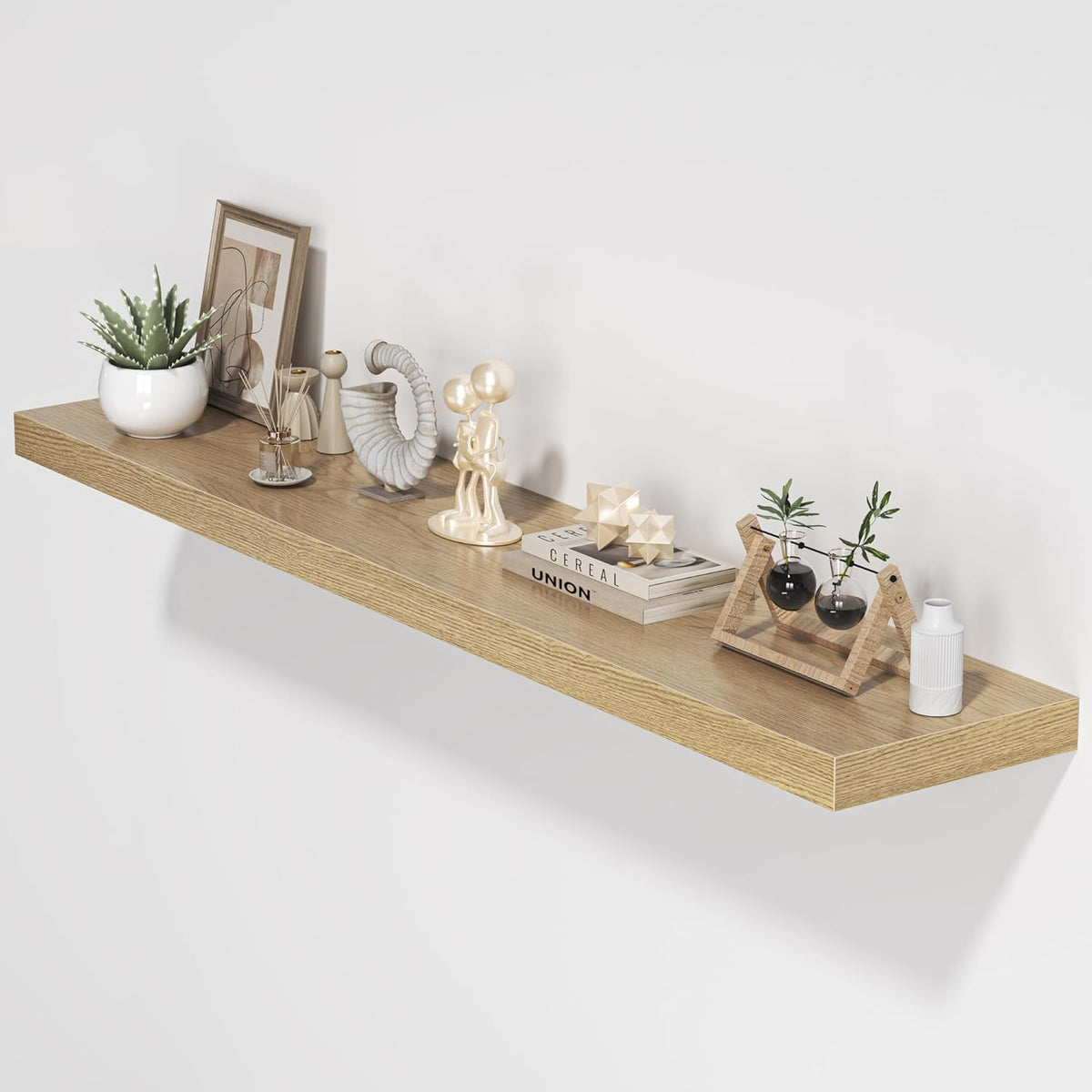 Floating Shelves for Wall, 55"W x 9.3"D x 1.5"H, Long Wooden Wall Mounted Display Shelves with