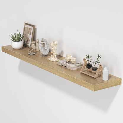 Floating Shelves for Wall, 55"W x 9.3"D x 1.5"H, Long Wooden Wall Mounted Display Shelves with