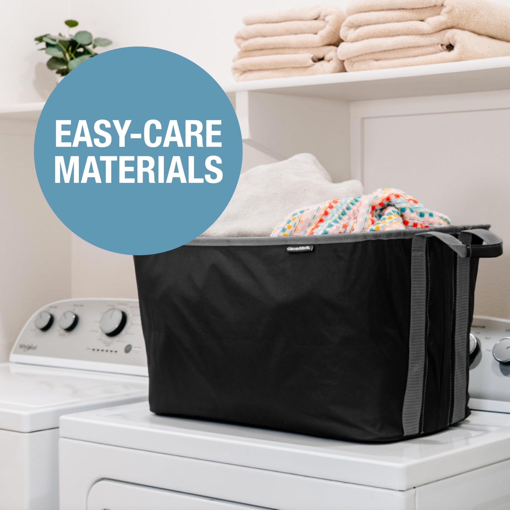CleverMade Collapsible Laundry Basket, 60L Pop-Up Hamper, 2 Pack, Black